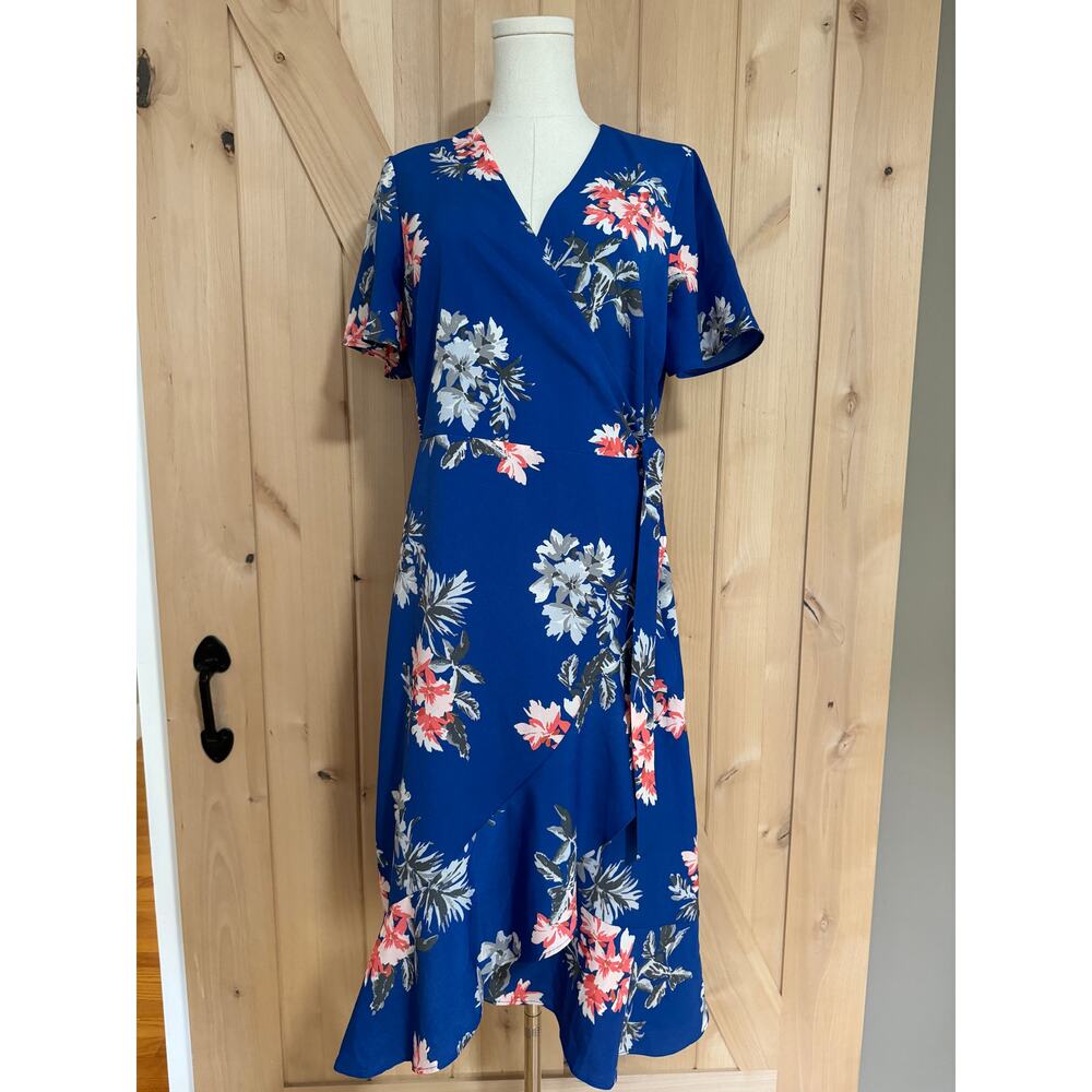 Banana Republic | Blue Tropical Floral Wrap Dress | Size 10